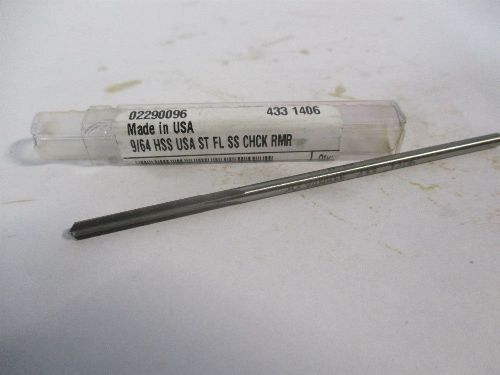 (1433-0.1406) 9/64" x 1" x 4" OAL RH 4-Flute HSS Chucking Reamer 