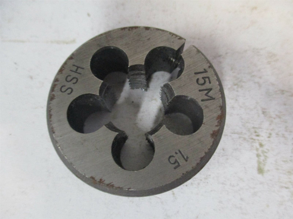 (111-15150) 15M-1.5 High Speed Steel Round Adjustable Screw Die 