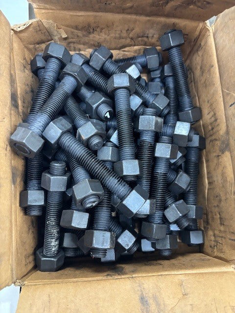 FULLY THREADED GRADE B7 STUDS WITH 2 HEX HEAD NUTS WITH EACH (LOT OF 47)