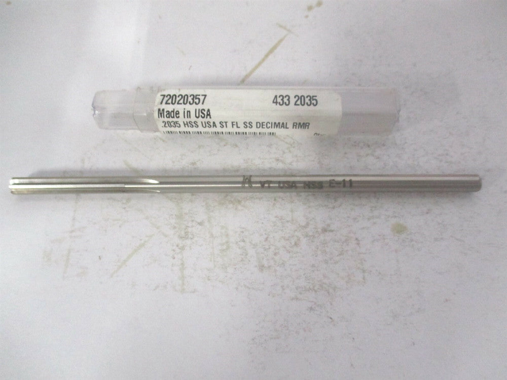(433-0.2035) 0.2035" x 1-1/4" x 5" Straight Shank HSS 6-Flute Chucking Reamer 