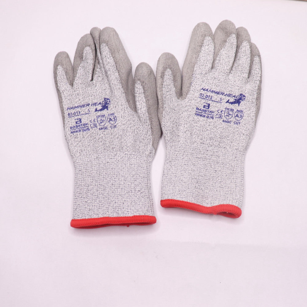 (Pair) Hammer Head Polyurethane Palm Gloves w/ Gray Basetek Shell S 02-013HH/S