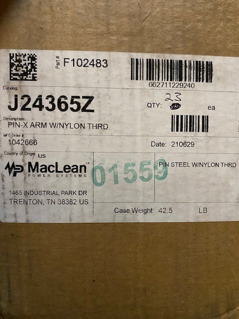 (23 Pack) J24365Z MacLean Pin-X Arm w/ Nylon Thread F102483 NEW