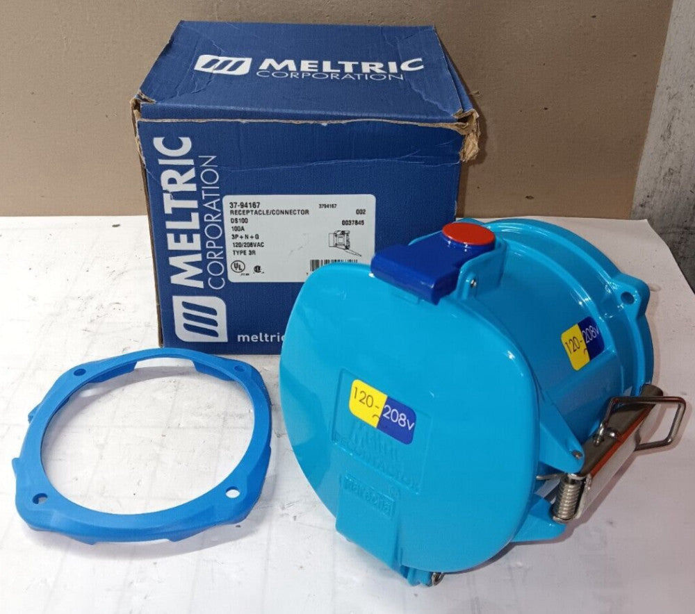 NEW METRIC CORP 37-94167 100 AMP DS100 RECEPTACLE CONNECTOR NEMA 3R 208/120 VAC