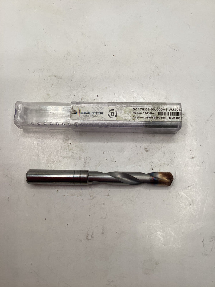 WALTER DC170-05-09.000A1-WJ30EJ Jobber Length Drill Bit, 9 mm Drill Bit, Carbide