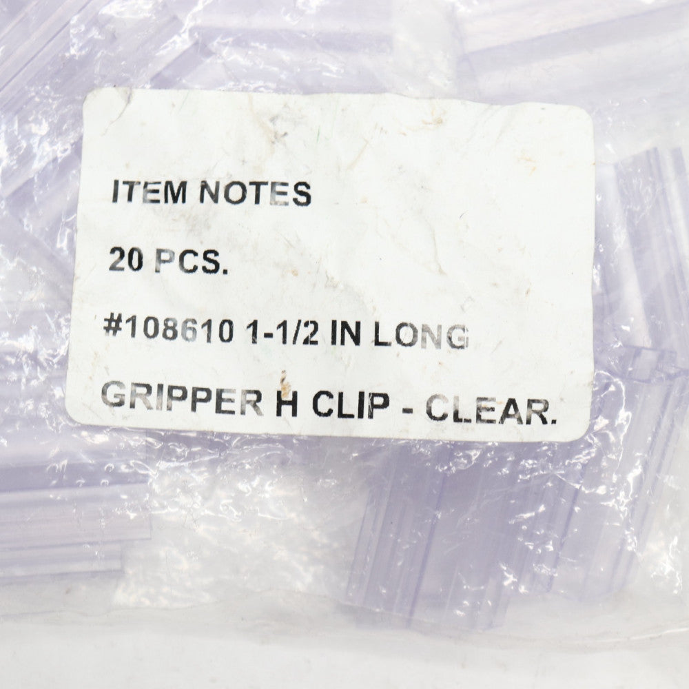 (20-Pk) Gripper H-Clip Clear 1-1/2" Long 108610