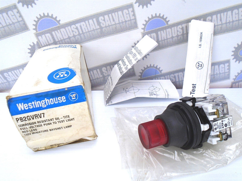 Westinghouse - PB2GVRV7 - PB2GV0V7 - Push To Test Indicating Light - OIL TITE