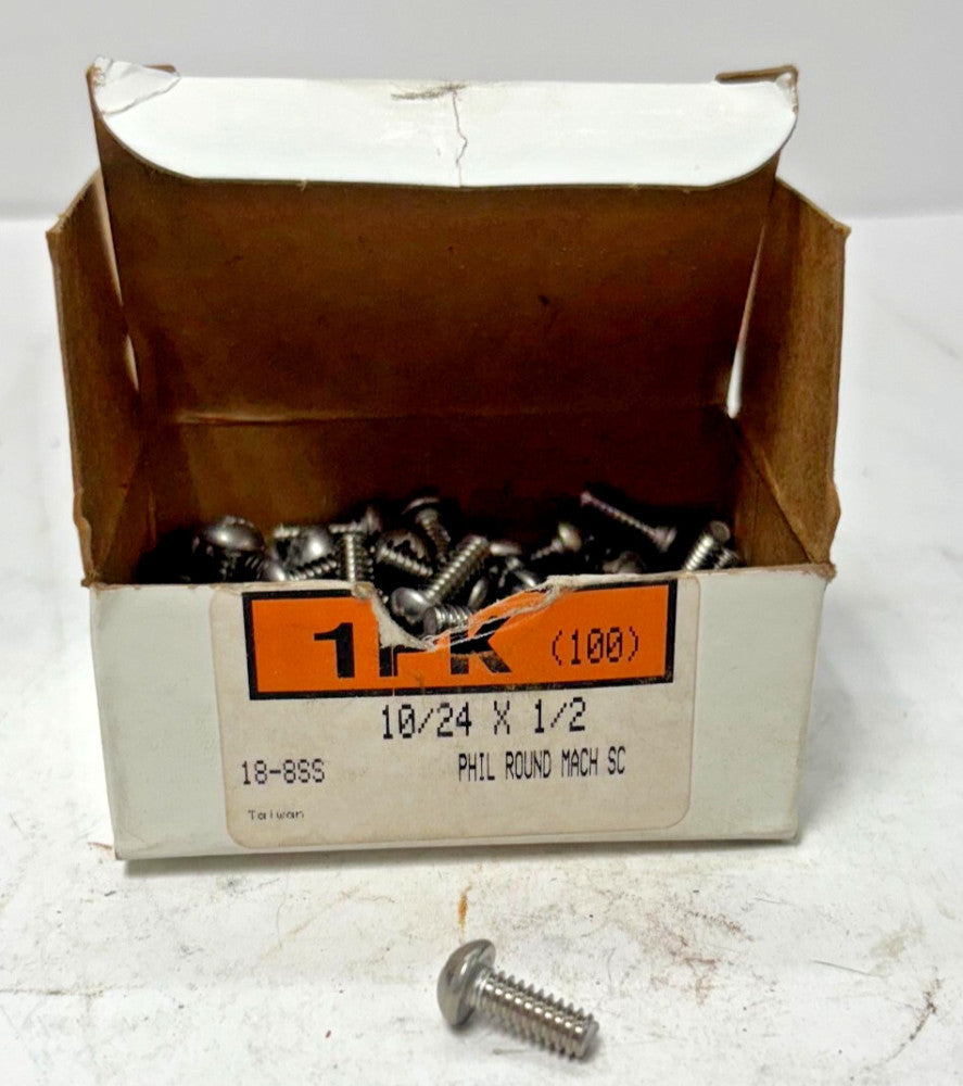 PHILLIPS MACHINE SCREWS LOT OF APPROX. 100 10/24X1/2 HEAD SIZE 0.347" TPI 24