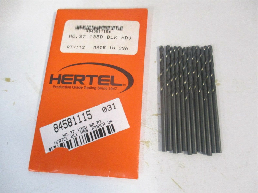 (84581115) #37 135° 1-7/16" x 2-1/2" OAL High Speed Steel Jobber Drill - Qty 12