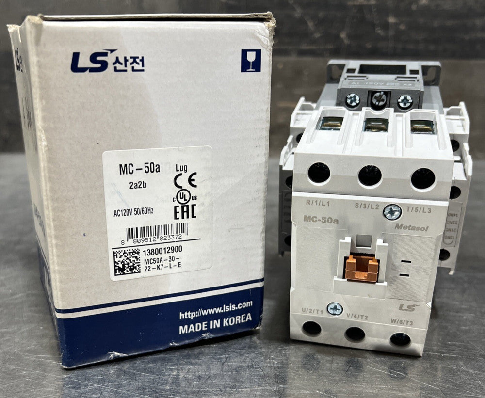 LS Electric Metasol Contactor 50A 120V Coil 1380012900 MC50A-30-22-K7-L-E Nos