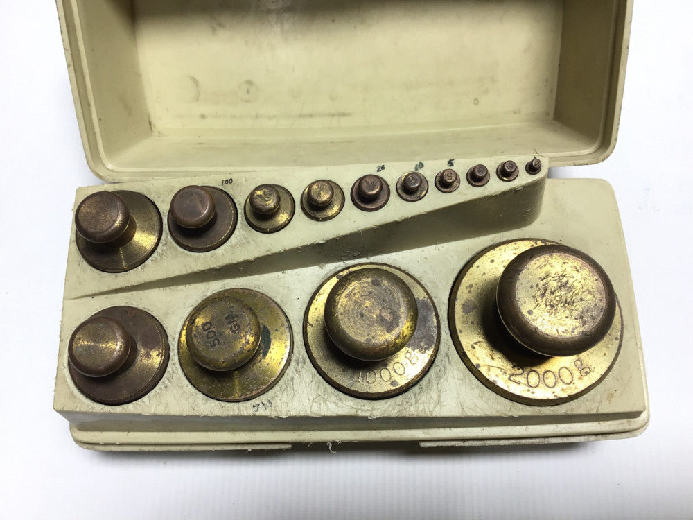 Ohaus Vintage Brass Calibration Weight Set - 14 pcs