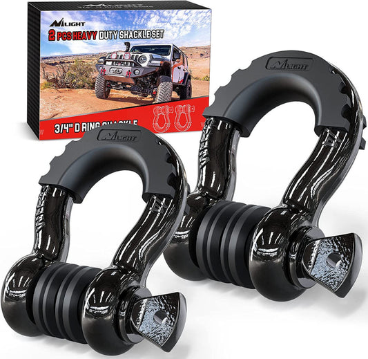 - 90052B 2 Pack 3/4" D-Ring Shackle 4.75 Ton (9500 Lbs) Capacity with 7/8" Pin H