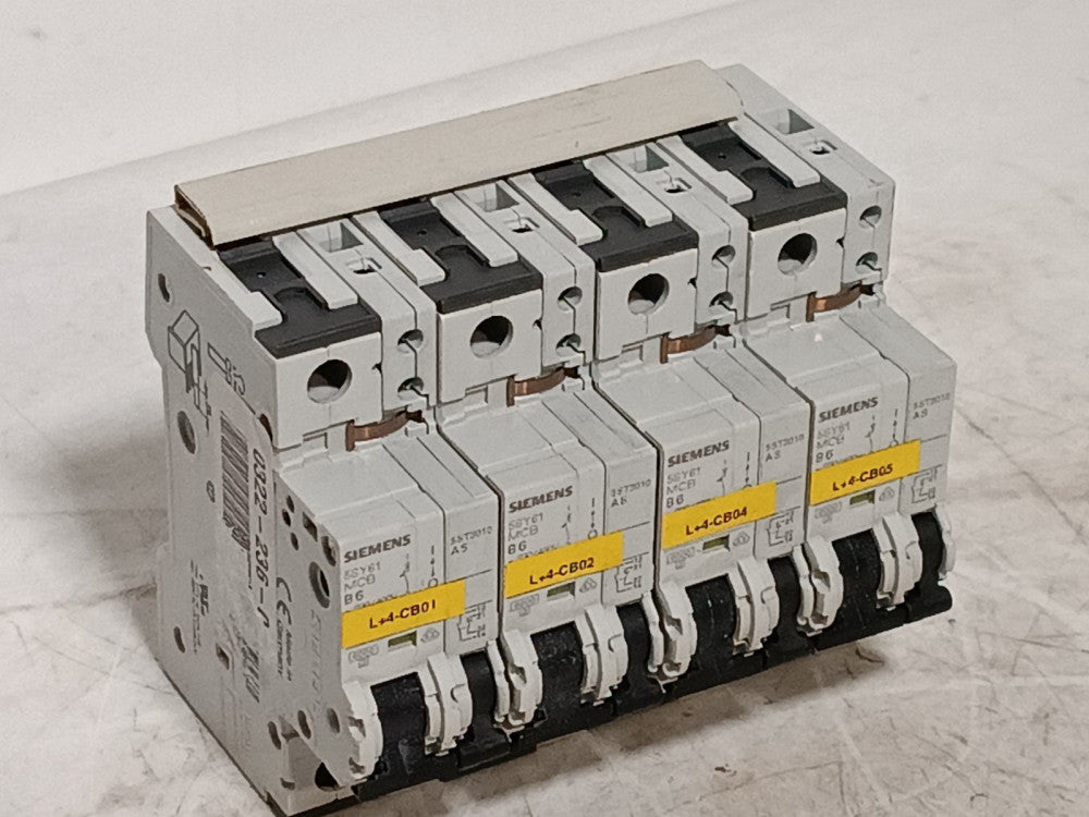 Siemens 5SY61 B6 MCB 6A 1P mini circuit breakers & 5ST3010 Aux Switch DIN rail