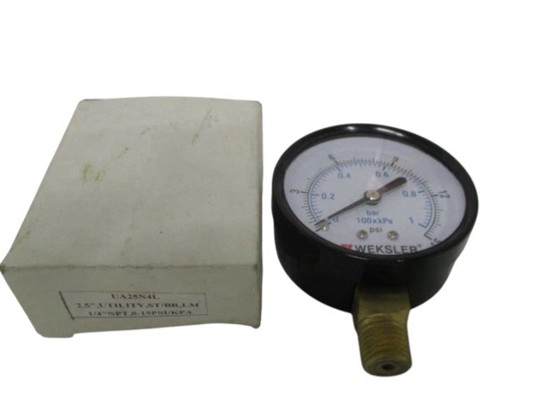 WEKSLER UA25N4L PRESSURE GAUGE 0-15 PSI 0-1 BAR  NSMP