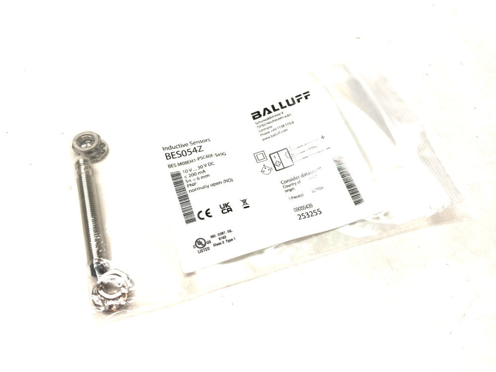 Balluff BES054Z Inductive Proximity Sensor PNP 6mm Range BES M08EH1-PSC60F-S49G