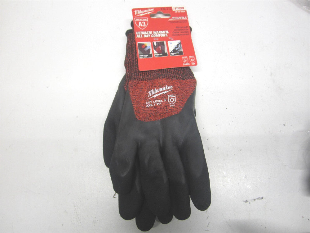Milwaukee (48-22-8924) XXL Red Latex Lvl 3 Cut Resistant Insulated Work Gloves 