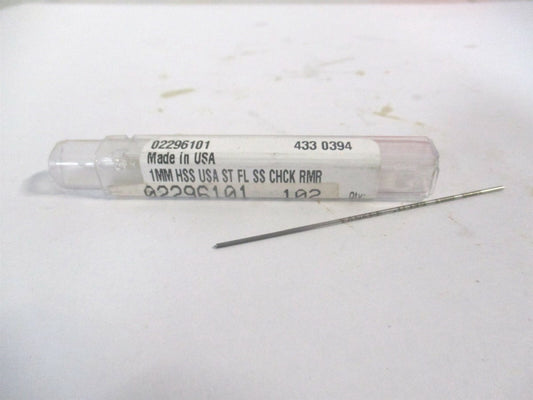 (433-0.0394) 1.0008" x 1/2" x 2-1/2" OAL HSS 4-Flute Chucking Reamer 
