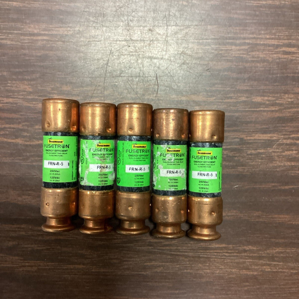 Bussmann Fusetron FRN-R-5 Energy Efficient Fuse, Lot Of 5