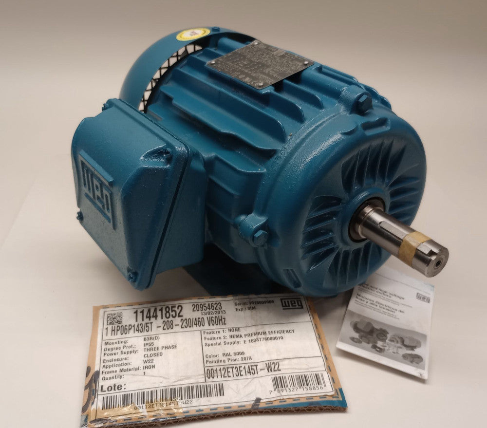 WEG 00112ET3E145T-W22 Electric Motor 3ph 1hp 1150rpm 230/460V 11441852