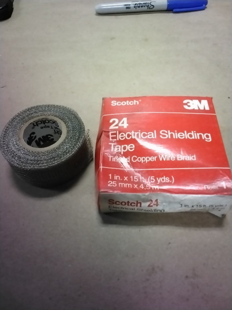 New 3M Scotch 24 Electrical Shielding Tape 1" x 15 feet Tinned Copper Wire Braid
