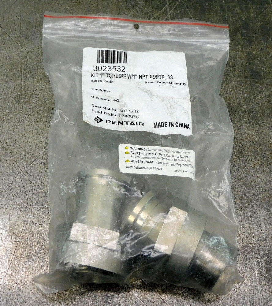 Pentair 3023532 Kit, 1" Turbine W/ 1" Adapter SS