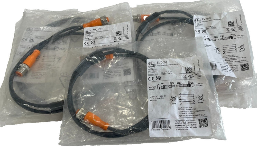NEW IFM EFECTOR VDOGH050MSS0001H05STGH050MSS EVC057 CABLE LOT OF 5