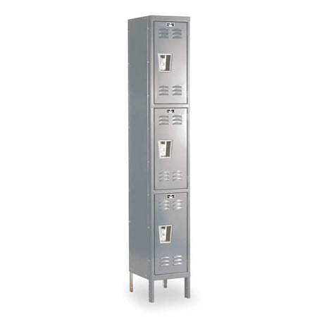 Hallowell U1288-3A-Hg Wardrobe Locker, 12 In W, 18 In D, 78 In H, (1) Wide, (3)