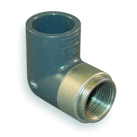 Zoro Select 807-005Br Pvc, Brass Elbow, 90 Degrees, Short Sweep, Fnpt X Socket,
