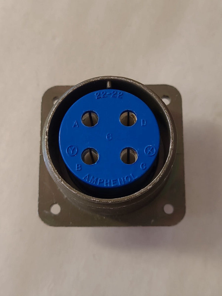 NOS Amphenol 97-22-22 97-22-22SR Square Flange Straight Connector 4 Pin