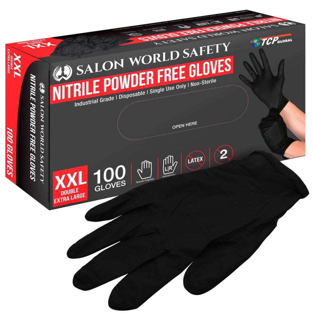 Black Nitrile Disposable Gloves, Box of 100, XX-Large, 4 Mil Thick - Latex Free