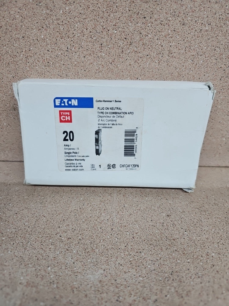 NEW EATON CHFCAF120PN 1P 20 amp Plug on Neutral CH Combo Arc Fault Breaker NEW