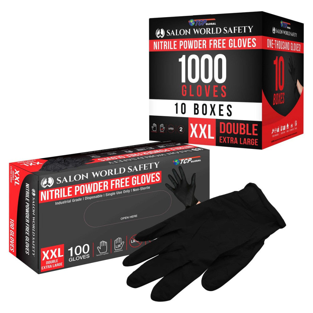 Black Nitrile Disposable Gloves, 10 Boxes of 100, XX-Large, 4 Mil - Latex Free