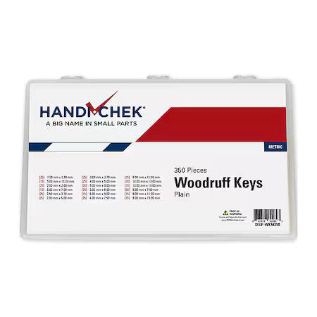 Zoro Select Disp-Wkm350 Woodruff Key Assortment, 2.6 Mm, 3.7 Mm, 5 Mm, 6.5 Mm,