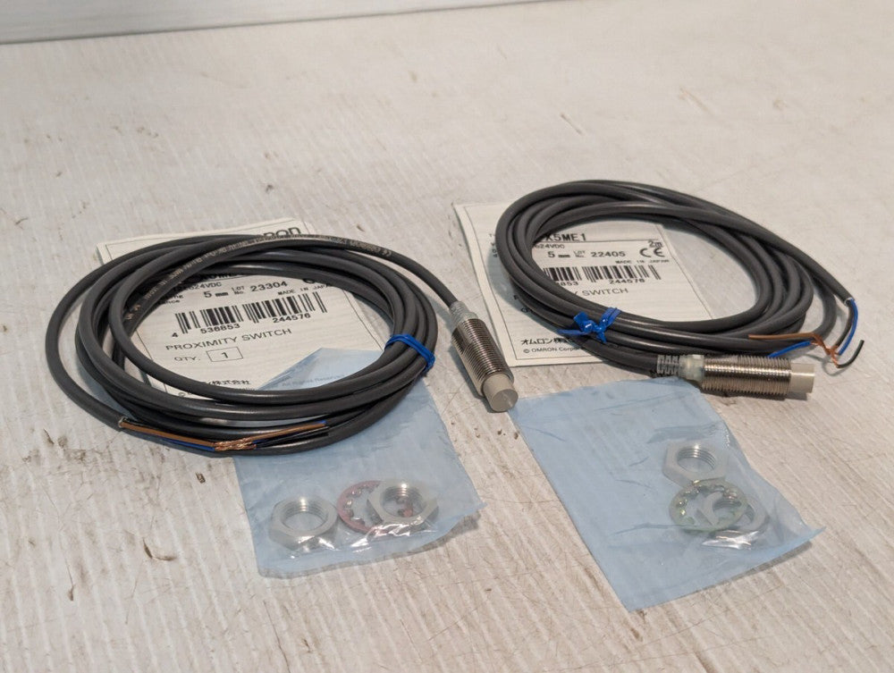 Lot of 2 Omron E2E-X5ME1 Inductive Cylindrical Proximity Sensor in original bags