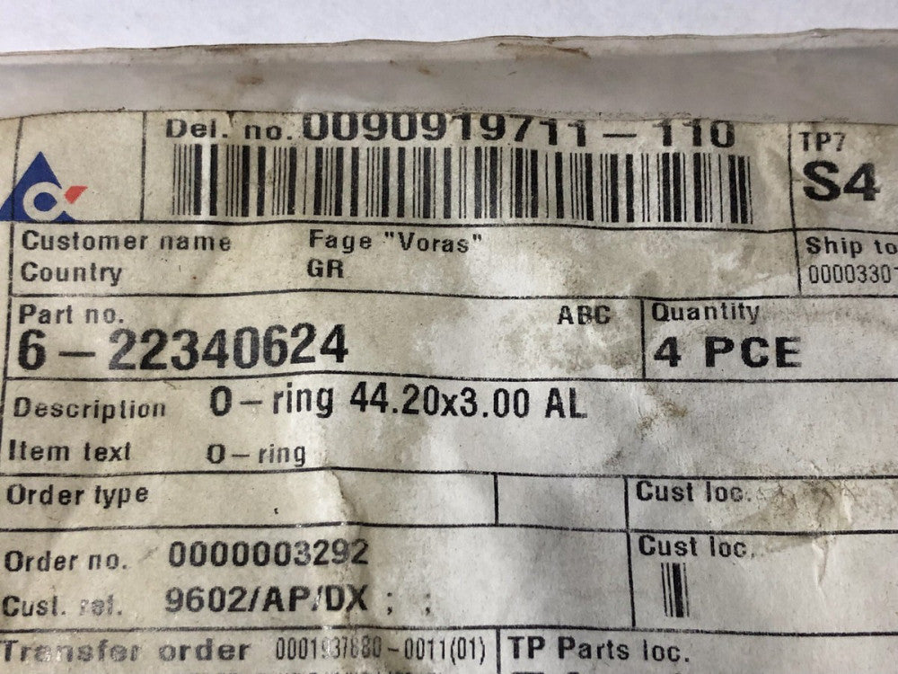 Tetra Pak 6-223406-24 O-rings NEW In BAG.  4 PCS.