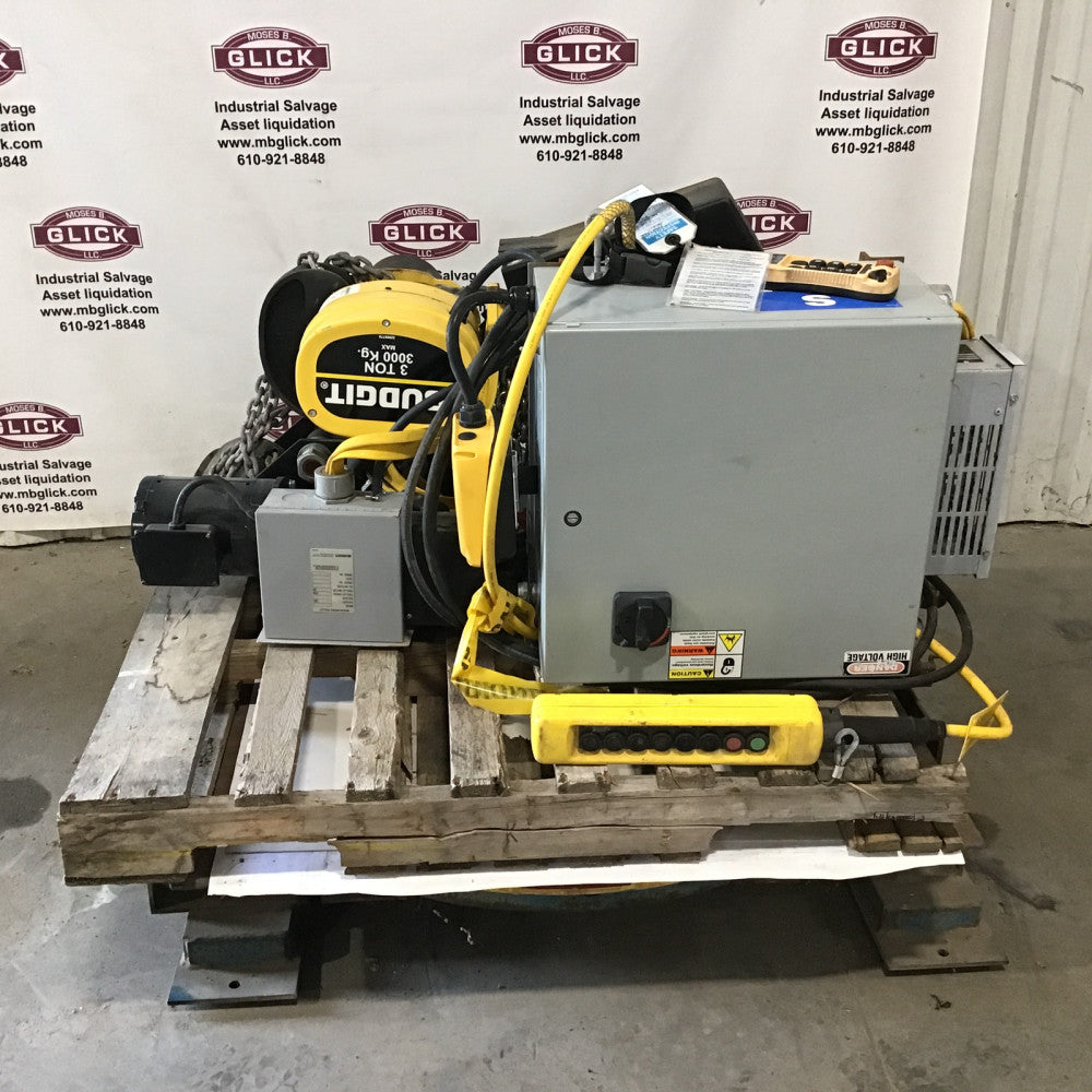 BUDGIT BEHCO310 Chain Hoist 3 Ton Capacity 2.5HP 50/60Hz 3PH 10fpm Speed w/Motor