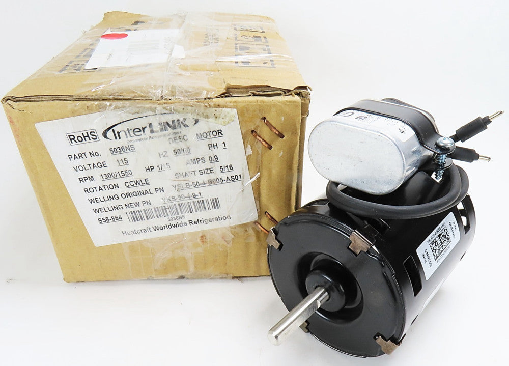 InterLINK YSLB-50-4-B005-AS01 Evaporator Fan Motor 1/15hp 1300/1550rpm 115V NIB