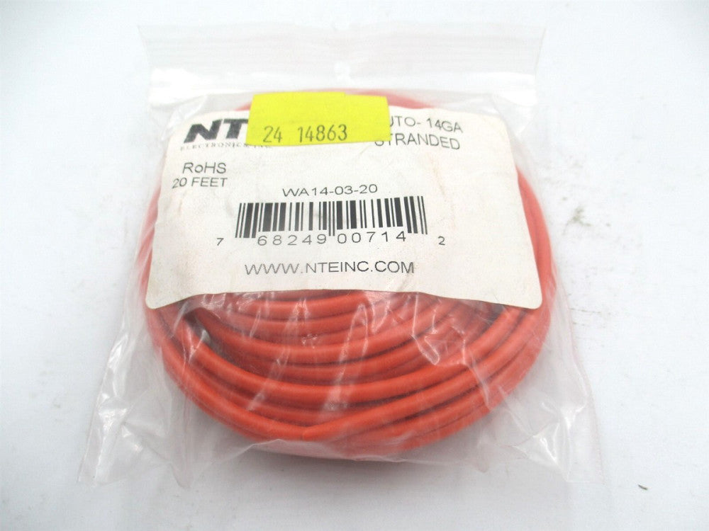 NTE Electronics (WA14-03-20) 14 Gauge 20' Orange Hook Up Wire