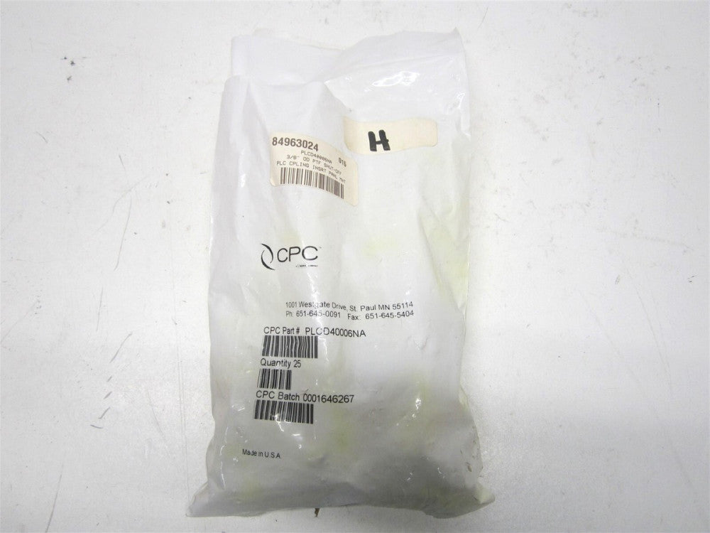 CPC (PLCD40006NA) 3/8" OD Push-to-Connect x Push-to-Connect Fitting - Lot of 23