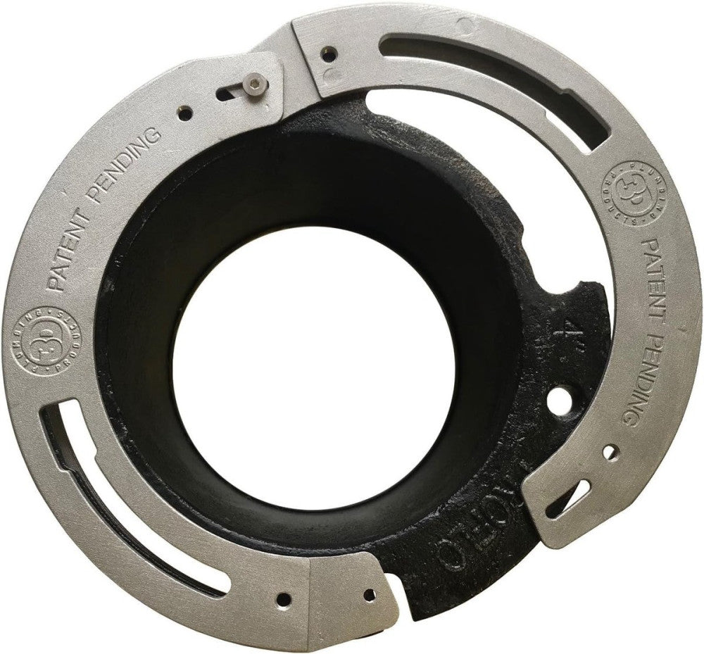 Toilet Flange Repair Kit - Works on 3" or 4" Cast Iron, PVC Silver, Black 