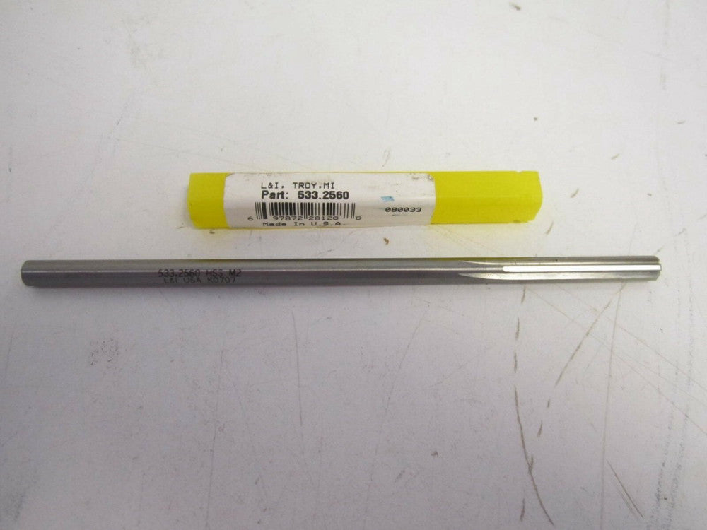 K0707 L & I (533.2560) .2560" x 1-1/2 x 1/4 x 6 OAL Chucking Reamer New