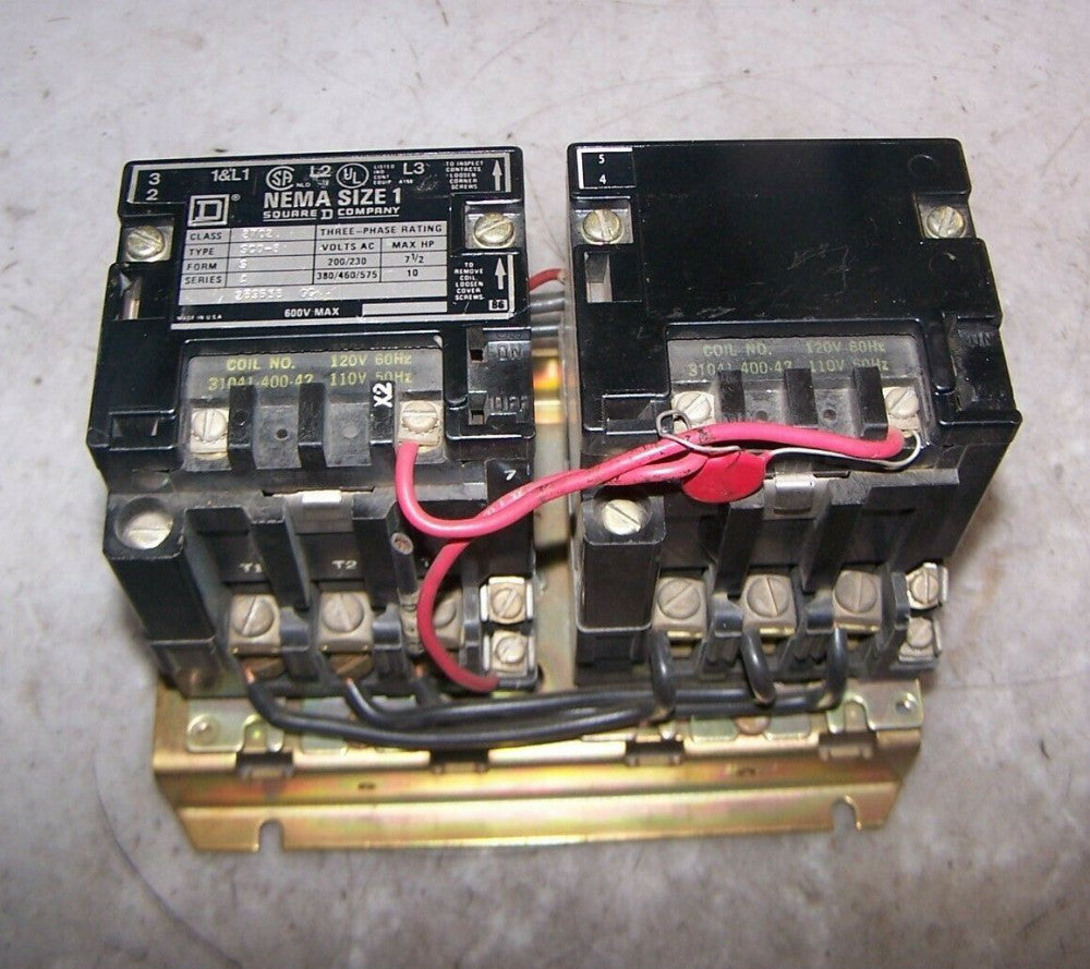 SQUARE D SIZE 1 REVERSING CONTACTOR 120 VAC COIL 600 VAC 10 HP 8702SC08  8702SCO