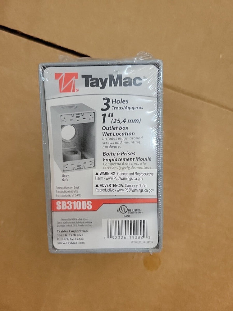 1 NEW TayMac 3 Hole 1" Box Outdoor Outlet SB3100S for Wet Location ~ NEW NO BOX