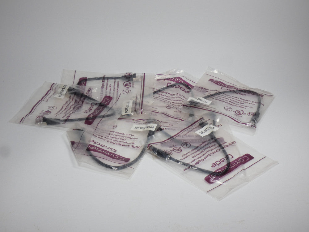 *Lot of 7* Primus PC5PS-2280-1BK Cat5E Shielded Patch Cord Gigabit Ethernet C...