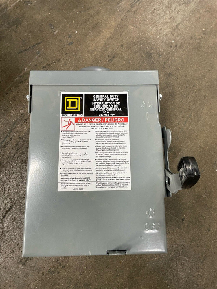 NEW Square D DU221RB Safety Disconnect Switch 30A 2P 240V 3HP 3R Encl Rainproof