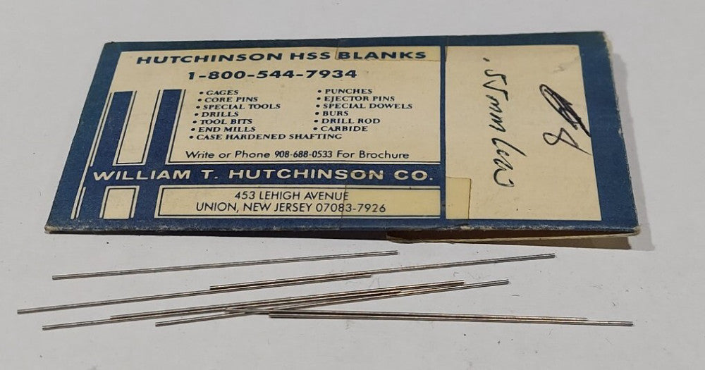 Lot Of 8 - USA Hutchinson .55mm x 2" Low Drill Blank Reamer Pin Gage