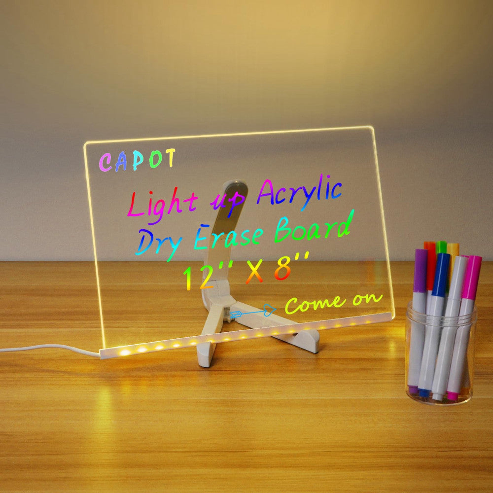 Acrylic Dry Erase Board with Light 11.8 X 7.9â€ Clear Light up Dry Erase Board
