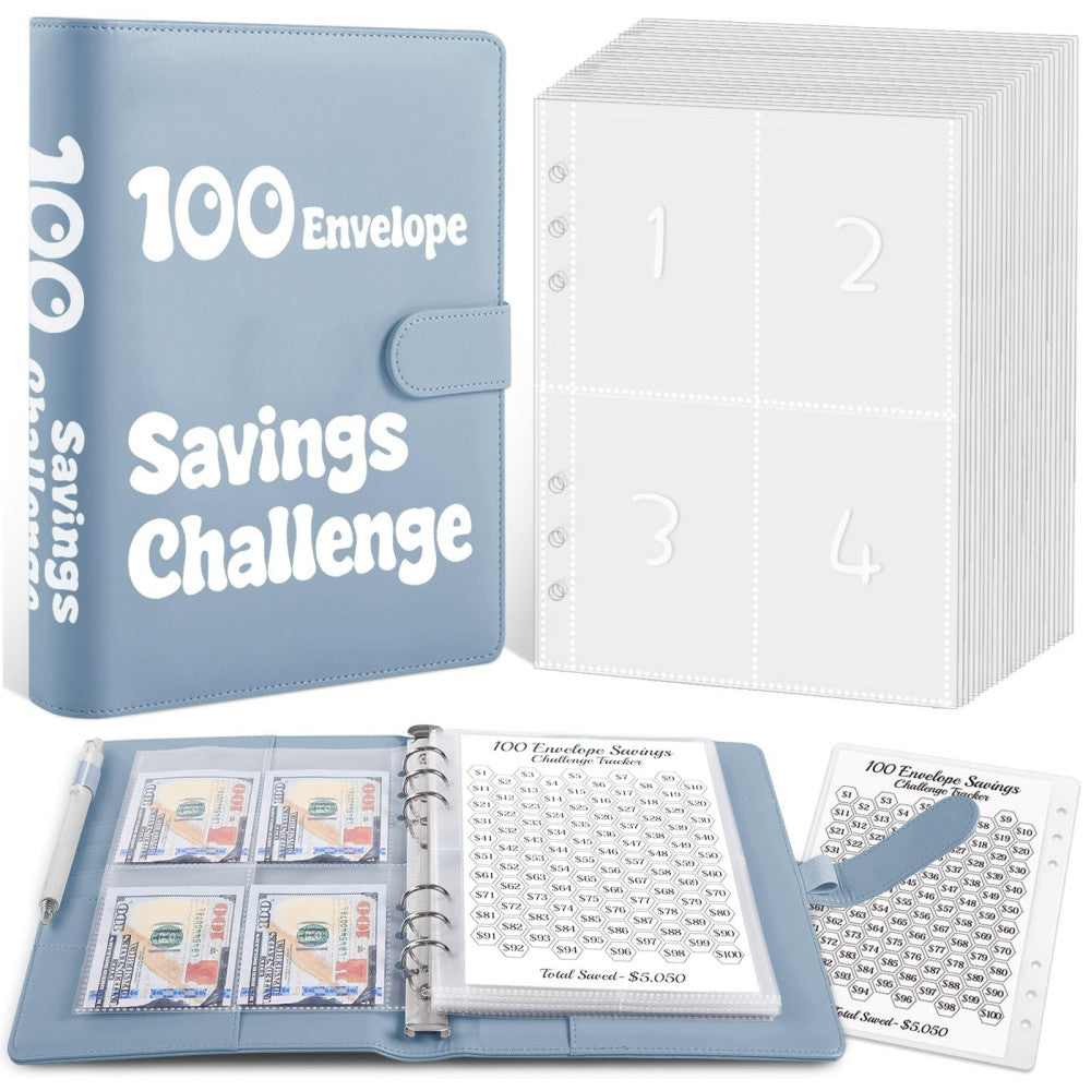 100 Envelopes Money Saving Challenge Binder A5 Savings Challenges Book with E...