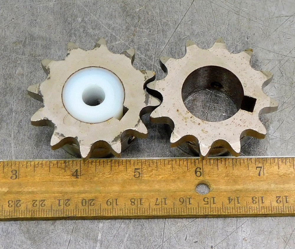 Martin 40B12 Roller Chain Sprocket #40 12 Teeth 1" Bore Lot of Two (2)