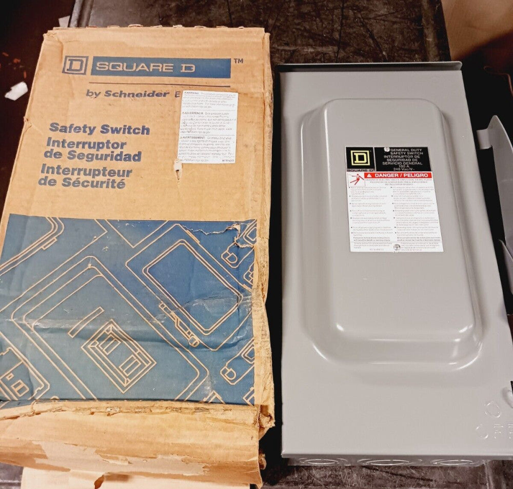 NEW SQUARE D 100 AMP SAFETY SWITCH 2 POLE 240 VAC/VDC 3R RAINPROOF  D223NRB
