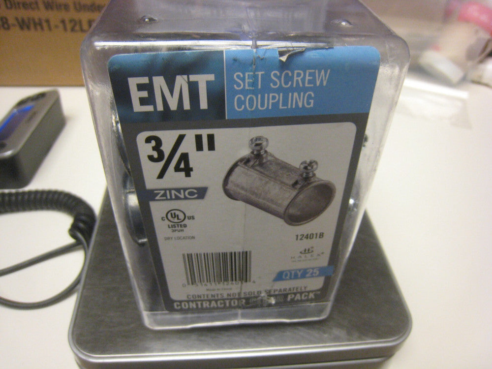 1 New Contractor Pack 3/4" EMT Zinc Set Screw Coupling Steel Conduit 25 pieces